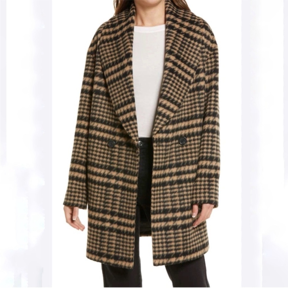 Avec Les Filles Black and Tan Houndstooth Coat